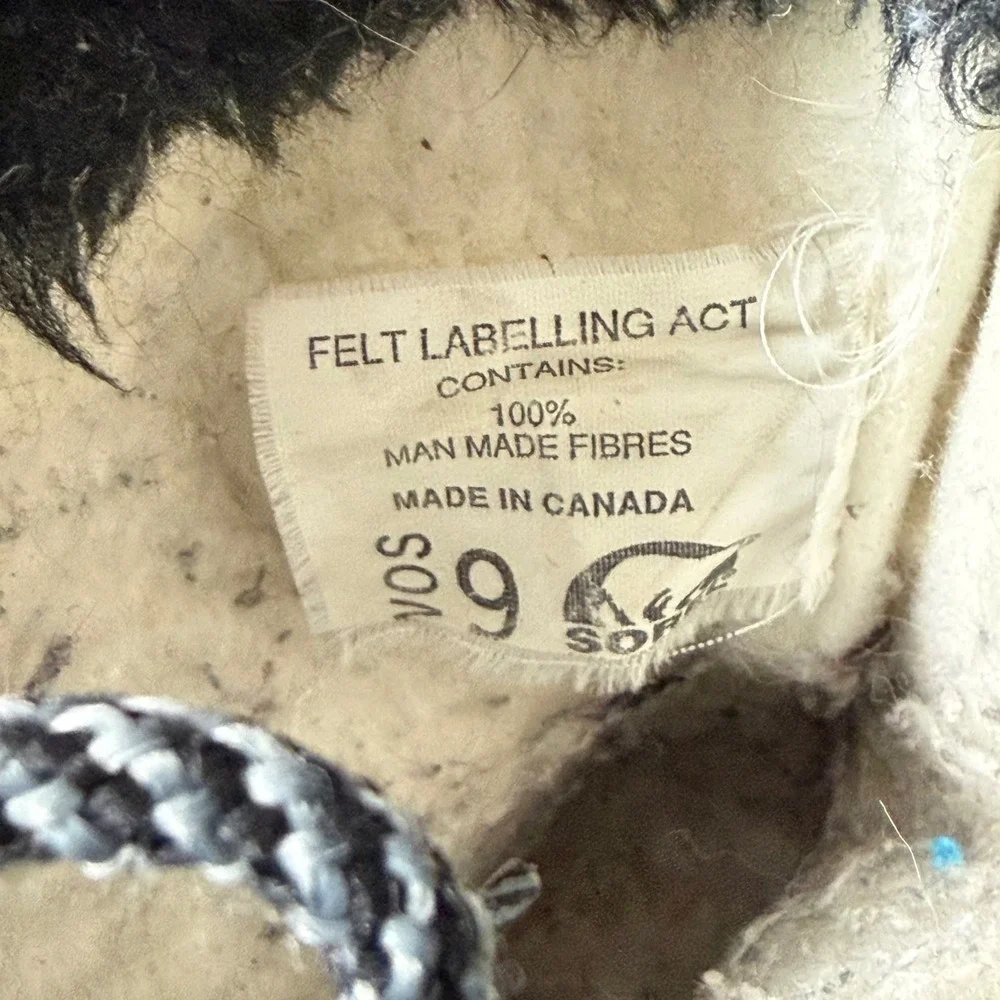 Sorel Caribou Winter Boots Womens 9 Black‎ Leather Rubber Waterproof Made Canada